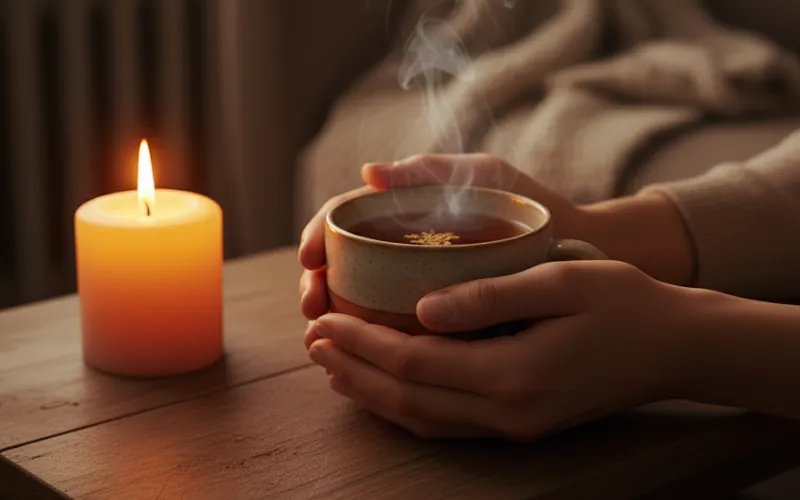 Preparar una infusión relajante como parte del ritual nocturno